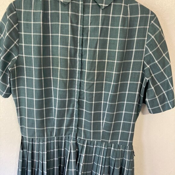 Vintage pleated short sleeve attached neck tie back zipper dress Henry Lee brand - Picture 10 of 16